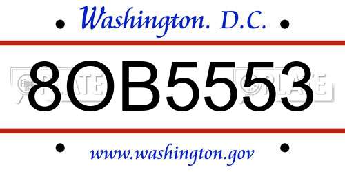 8OB5553 District Of Columbia License Plate