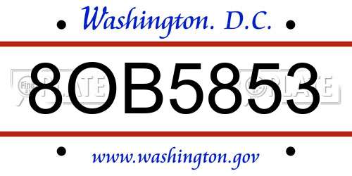 8OB5853 District Of Columbia License Plate