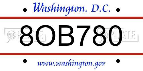 8OB780 District Of Columbia License Plate