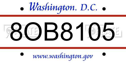 8OB8105 District Of Columbia License Plate