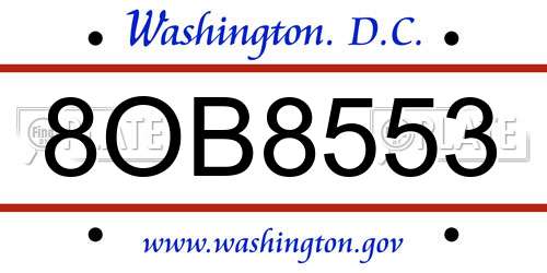8OB8553 District Of Columbia License Plate