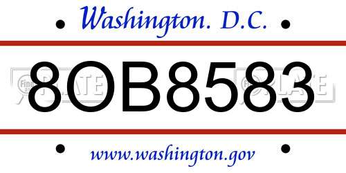 8OB8583 District Of Columbia License Plate
