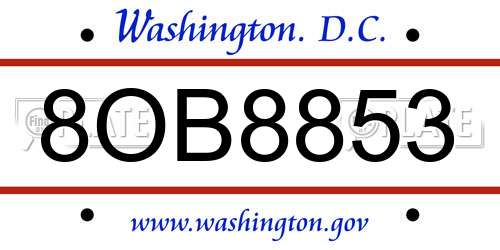 8OB8853 District Of Columbia License Plate