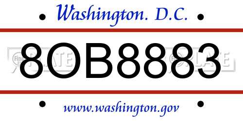 8OB8883 District Of Columbia License Plate