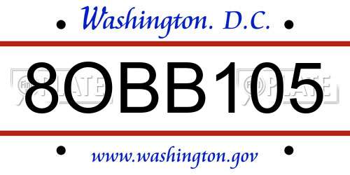 8OBB105 District Of Columbia License Plate