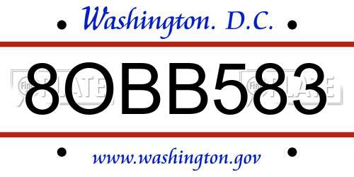8OBB583 District Of Columbia License Plate