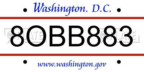 8OBB883 District Of Columbia License Plate