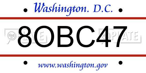 8OBC47 District Of Columbia License Plate