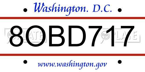 8OBD717 District Of Columbia License Plate
