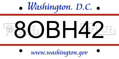 8OBH42 District Of Columbia License Plate