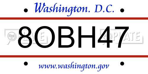 8OBH47 District Of Columbia License Plate