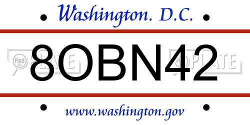 8OBN42 District Of Columbia License Plate