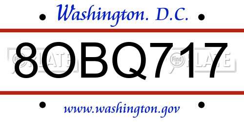 8OBQ717 District Of Columbia License Plate