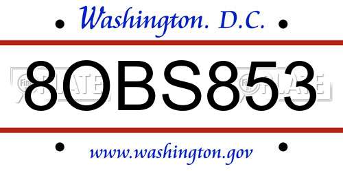 8OBS853 District Of Columbia License Plate