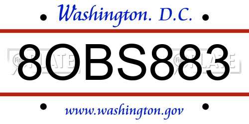8OBS883 District Of Columbia License Plate