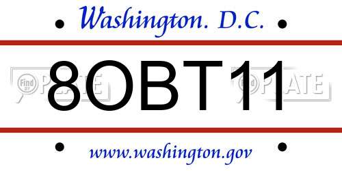 8OBT11 District Of Columbia License Plate