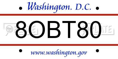 8OBT80 District Of Columbia License Plate