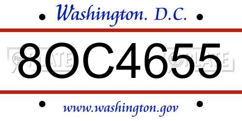 8OC4655 District Of Columbia License Plate