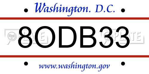 8ODB33 District Of Columbia License Plate