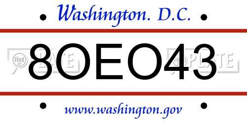 8OEO43 District Of Columbia License Plate
