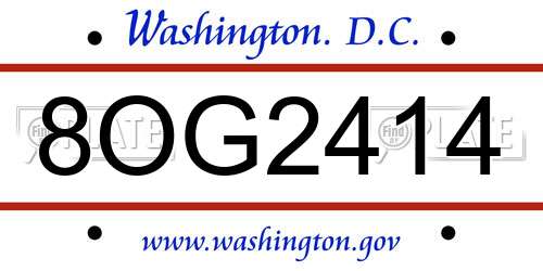8OG2414 District Of Columbia License Plate