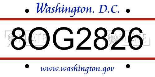 8OG2826 District Of Columbia License Plate