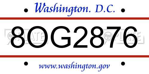8OG2876 District Of Columbia License Plate