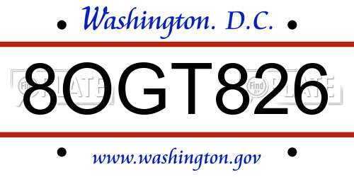 8OGT826 District Of Columbia License Plate
