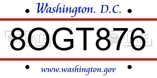 8OGT876 District Of Columbia License Plate