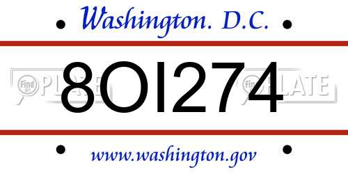 8OI274 District Of Columbia License Plate