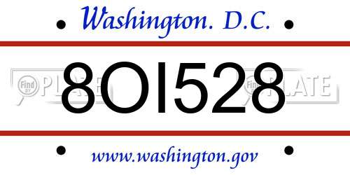 8OI528 District Of Columbia License Plate