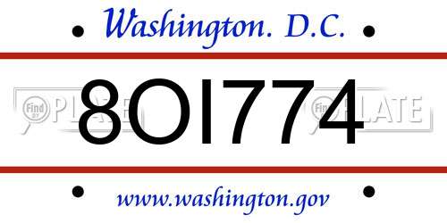 8OI774 District Of Columbia License Plate