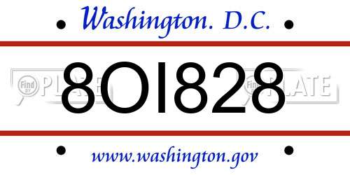 8OI828 District Of Columbia License Plate