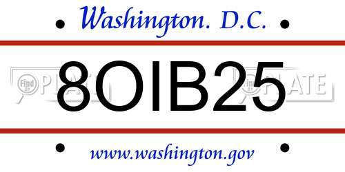 8OIB25 District Of Columbia License Plate
