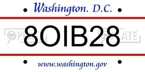 8OIB28 District Of Columbia License Plate