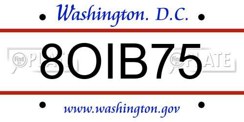 8OIB75 District Of Columbia License Plate