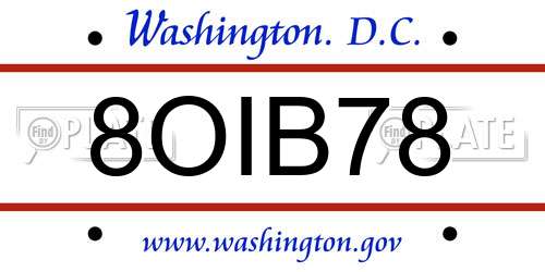 8OIB78 District Of Columbia License Plate
