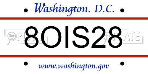 8OIS28 District Of Columbia License Plate