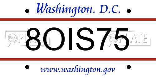 8OIS75 District Of Columbia License Plate