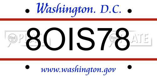 8OIS78 District Of Columbia License Plate
