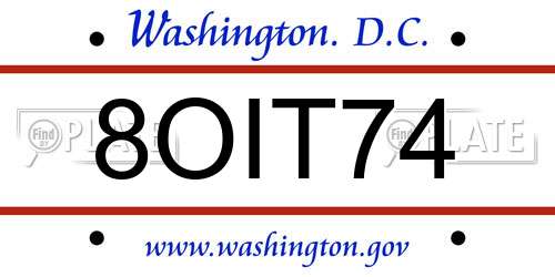 8OIT74 District Of Columbia License Plate