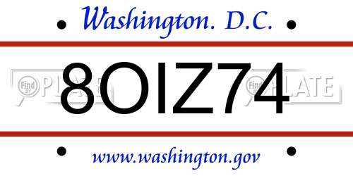 8OIZ74 District Of Columbia License Plate