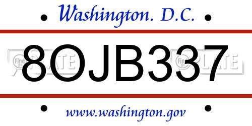 8OJB337 District Of Columbia License Plate