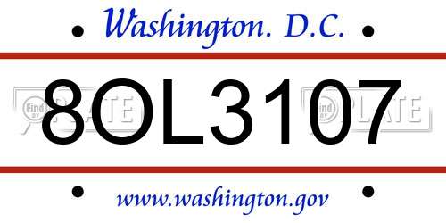 8OL3107 District Of Columbia License Plate