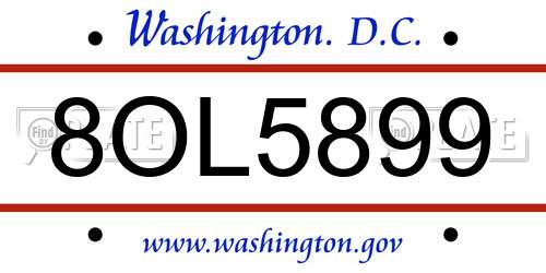 8OL5899 District Of Columbia License Plate