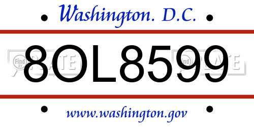 8OL8599 District Of Columbia License Plate