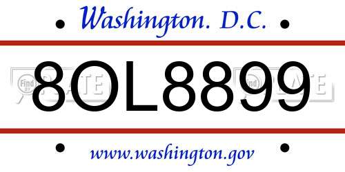 8OL8899 District Of Columbia License Plate