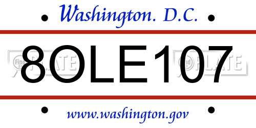 8OLE107 District Of Columbia License Plate
