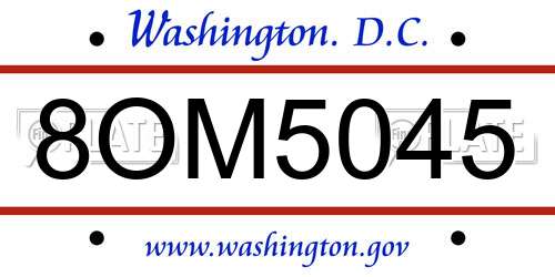 8OM5045 District Of Columbia License Plate