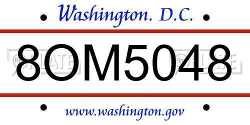 8OM5048 District Of Columbia License Plate